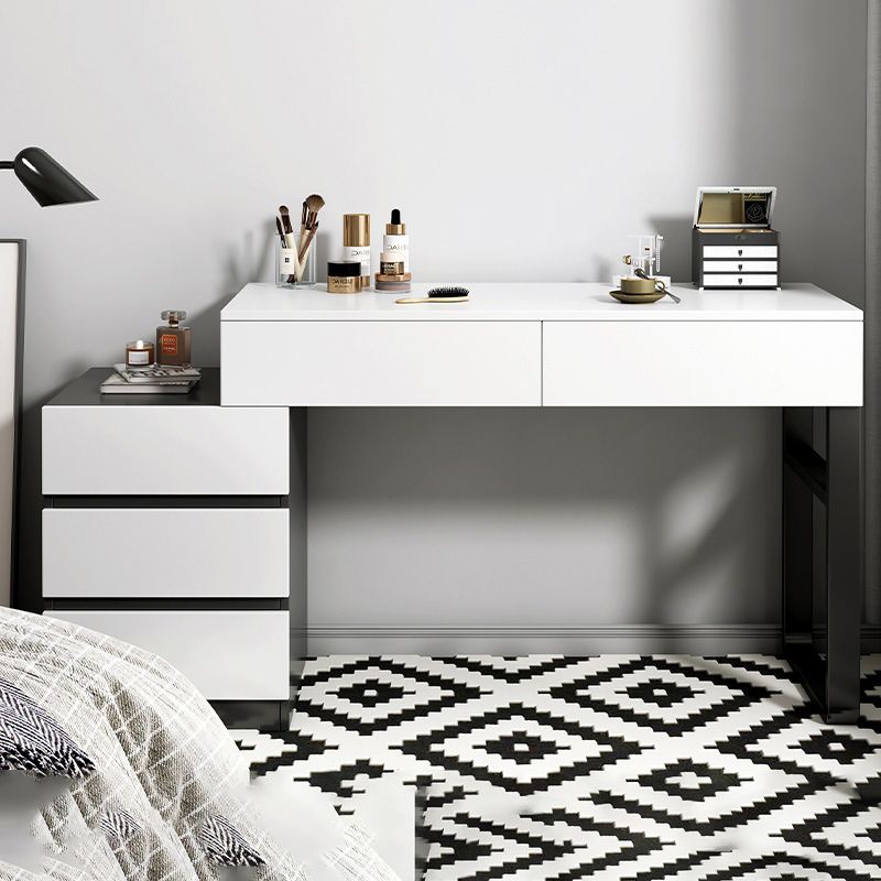 Modern Wooden Vanity Desk in White Modern with Drawers Dressing Table