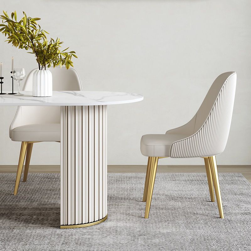 Contemporary Double Pedestal Table Oval Dining Table for Home