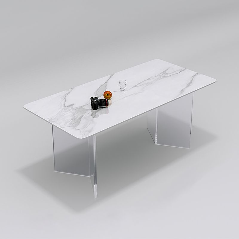 Ensemble de table à manger en pierre agglomérée rectangulaire moderne, ensemble de salle à manger 1/2/5/6/7 pièces