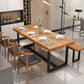 Industrial 1/5 Pieces Dining Set Rectangle Pine Wood Dining Table for Living Room