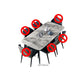 Contemporary Stone Rectangular Dining Table with 4 Steel Foot Clearhalo 'Dining Tables & Seating' 'Dining Tables' 'dining_table' 'furn' 'furn_dining_table' 'Furniture' 'Kitchen & Dining Furniture' 1200x1200_4a996ee2-648e-4f40-8cb9-7b773b7a7846