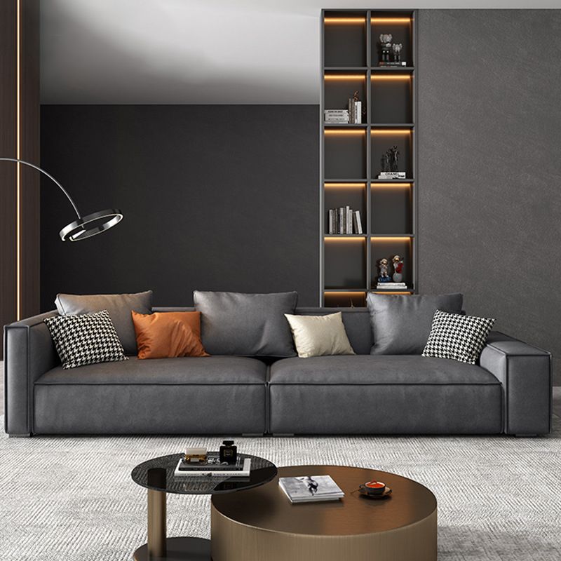 Modern Sofa with Bolster Pillows 35.43"High Square Arm Sofa, Black Clearhalo 'furn' 'furn_sofas' 'Furniture' 'furniture_sofas' 'Living Room Furniture' 'Sofa' 'sofas' 1200x1200_4a9a7822-937b-449b-b084-454ce25fe23c