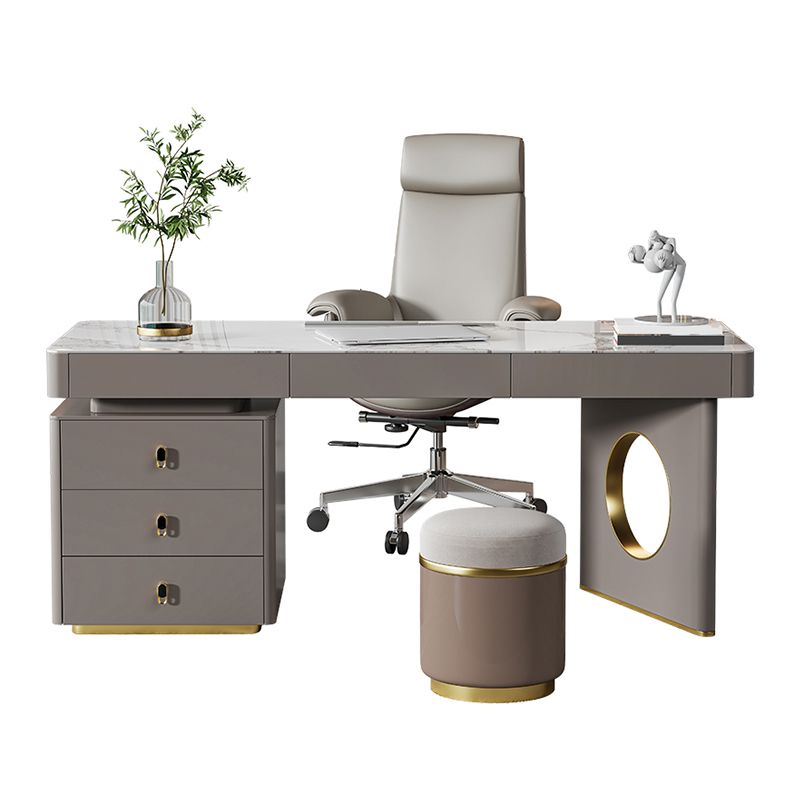 Modern Stone Office Desk Rectangular Shape Task Desk with 2-Legs in Grey Clearhalo 'furn' 'furn_office_desk' 'Furniture' 'Office Desks' 'Office Furniture' 'office_desk' 1200x1200_4a9b4c19-1b6b-4950-95e1-0f3d183d83a5