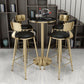 Mesa de comedor de madera maciza Glam, mesa de comedor con pedestal fijo y base de metal