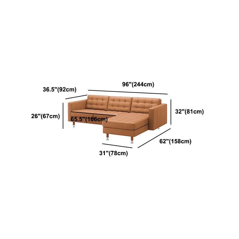 Square Arm Tufted Faux Leather Furniture Sectionals in Brown Clearhalo 'furn' 'furn_sectionals' 'Furniture' 'furniture_sectionals' 'Living Room Furniture' 'Sectionals' 1200x1200_4a9efb96-aecf-4b66-bb5c-f6ec730276cb