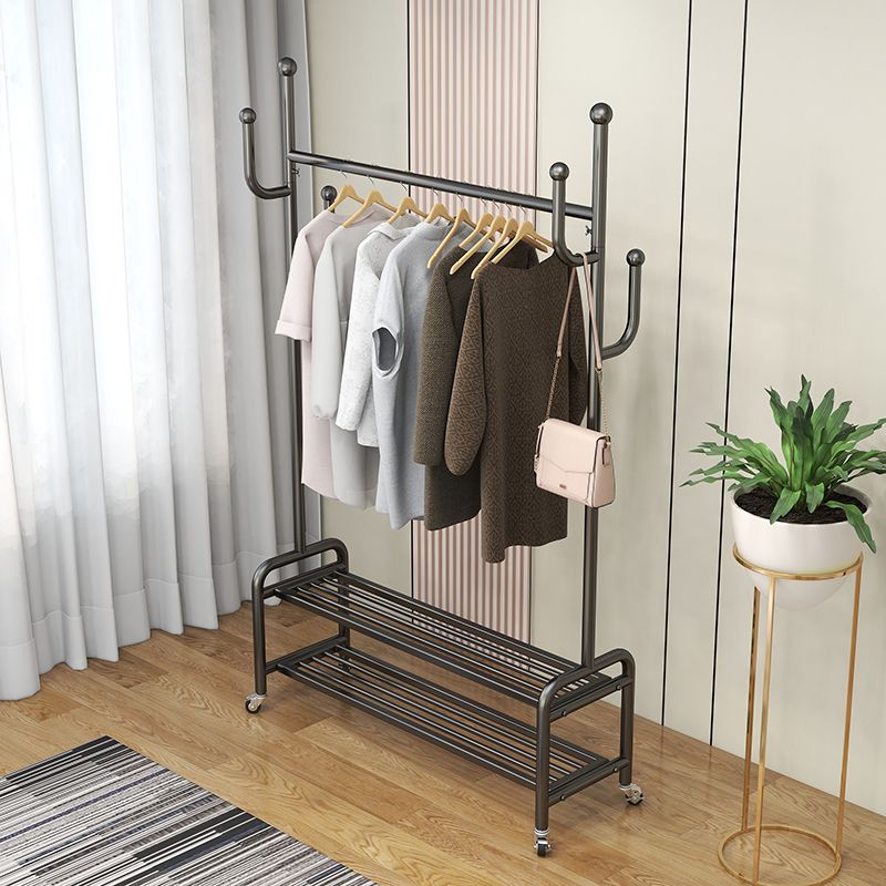 Modern Style Mobile Coat Rack Free Standing Hooks Design Metallic Coat Rack Clearhalo 'Entry & Mudroom Furniture' 'furn' 'furn_hall_tree_coat_racks' 'Furniture' 'Hall Trees & Coat Racks' 'hall_tree_coat_racks' 1200x1200_4a9f3444-9cba-4e07-99e6-224f41f886dd