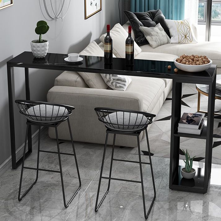 Stone Bar Dining Table Modern Rectangle Bar Table with Double Pedestal for Balcony Clearhalo 'Bar Furniture' 'Bar Tables' 'bar_tables' 'furn' 'furn_bar_tables' 'Furniture' 'furniture_bar_tables' 'Kitchen & Dining Furniture' 1200x1200_4aa1c5f2-bdb6-47cc-8b71-64a3582a27ea
