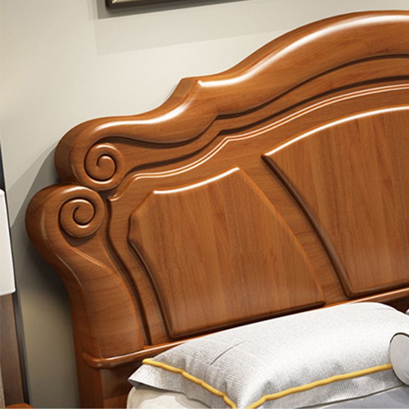 Traditional Panel Camelback with Headboard Pine Wood Standard Bed