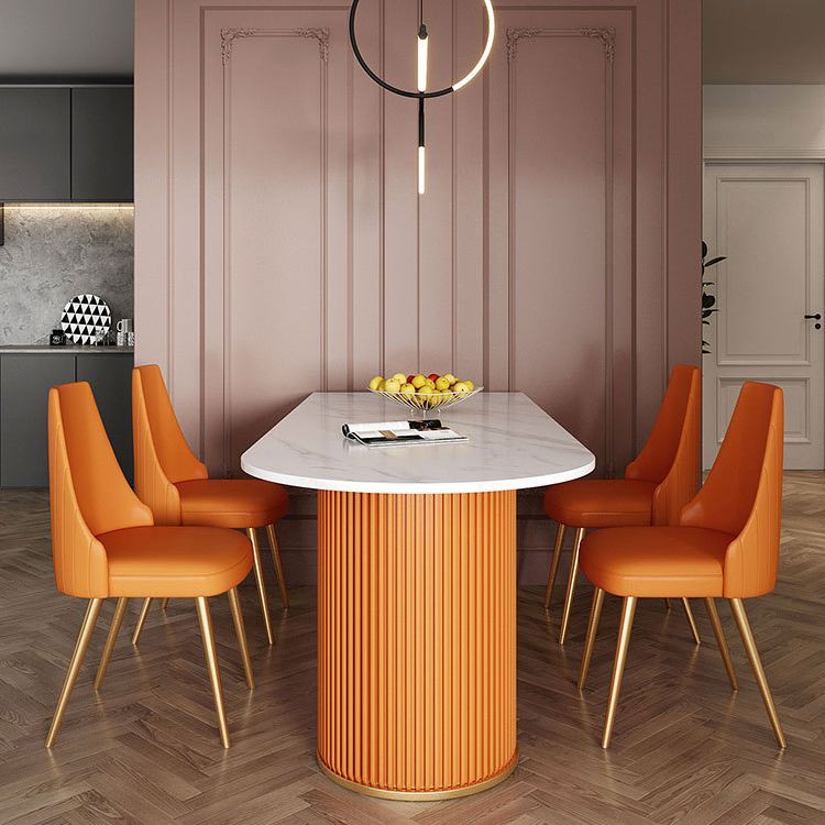 Metal Traditional Luxury Dining Table Free Form Sintered Stone Table with Double Pedestal Clearhalo 'Dining Tables & Seating' 'Dining Tables' 'dining_table' 'furn' 'furn_dining_table' 'Furniture' 'furniture_dining_table' 'Kitchen & Dining Furniture' 'kitchen' 'kitchen_dining_table' 1200x1200_4aa38b64-0212-4c64-b2a4-83221ef9132c