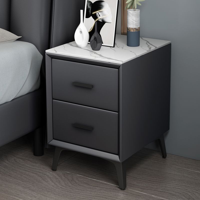 Modern Slate Top Night Table Bedroom 2 Drawers Night Stand with Legs Clearhalo 'Bedroom Furniture' 'furn' 'furn_night_stand' 'Furniture' 'night_stand' 'Nightstands' 1200x1200_4aa4432c-0530-44af-b07a-e660f50745d6