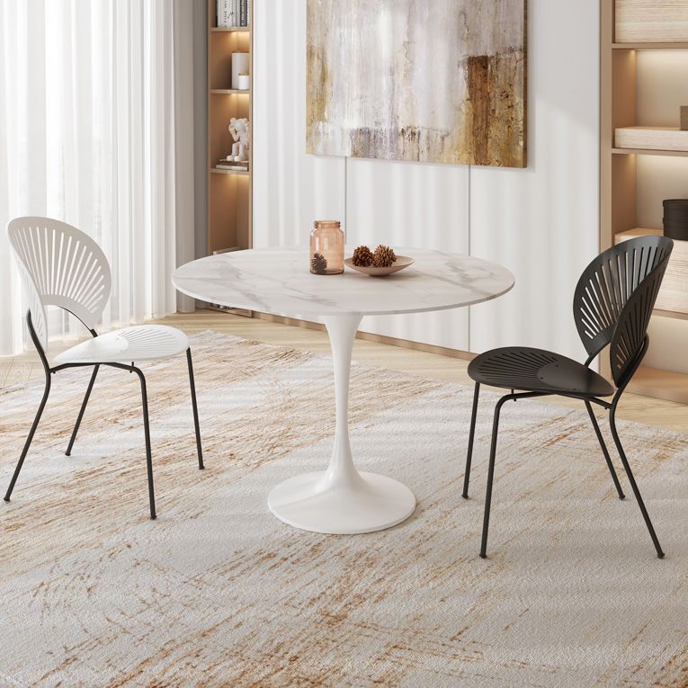 Modern 1/3/5 Pieces Dining Set Round Stone Dining Table for Kitchen Clearhalo 'Dining Room Sets' 'Dining Tables & Seating' 'dining_room_set' 'furn' 'furn_dining_room_set' 'Furniture' 'furniture_dining_room_set' 'Kitchen & Dining Furniture' 1200x1200_4aa46f34-49af-4369-93b0-46a1087a9314
