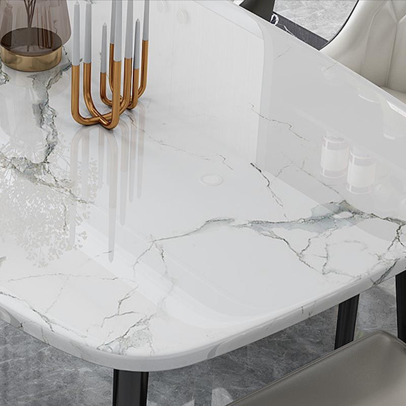 Glam Matte Finish Marble Table Home Rectangle Dining Table with 4 Legs Clearhalo 'Dining Tables & Seating' 'Dining Tables' 'dining_table' 'Furniture' 'furniture_dining_table' 'Kitchen & Dining Furniture' 'kitchen' 'kitchen_dining_table' 1200x1200_4aa547bb-6ab4-428e-878d-db90bd769fcf