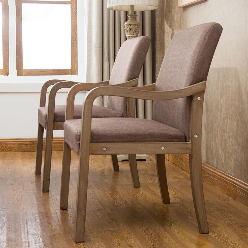 Contemporary Home Arm Chair Solid Back Upholstered Wood Dining Room Chair Clearhalo ' kitchen&dining_furn' 'Dining Chairs' 'Dining Tables & Seating' 'dining_chair' 'furn' 'furn_dining_chair' 'Furniture' 'furniture_dining_chair' 'Kitchen & Dining Furniture' 'kitchen' 1200x1200_4aa55850-a21c-4e16-9001-8552a441aa37