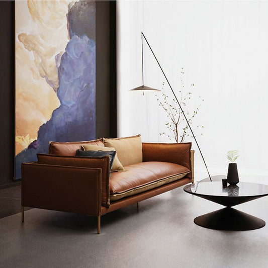 Mitte des Jahrhunderts moderner Sofa 35,4 "breite Ledersitze für Wohnzimmer