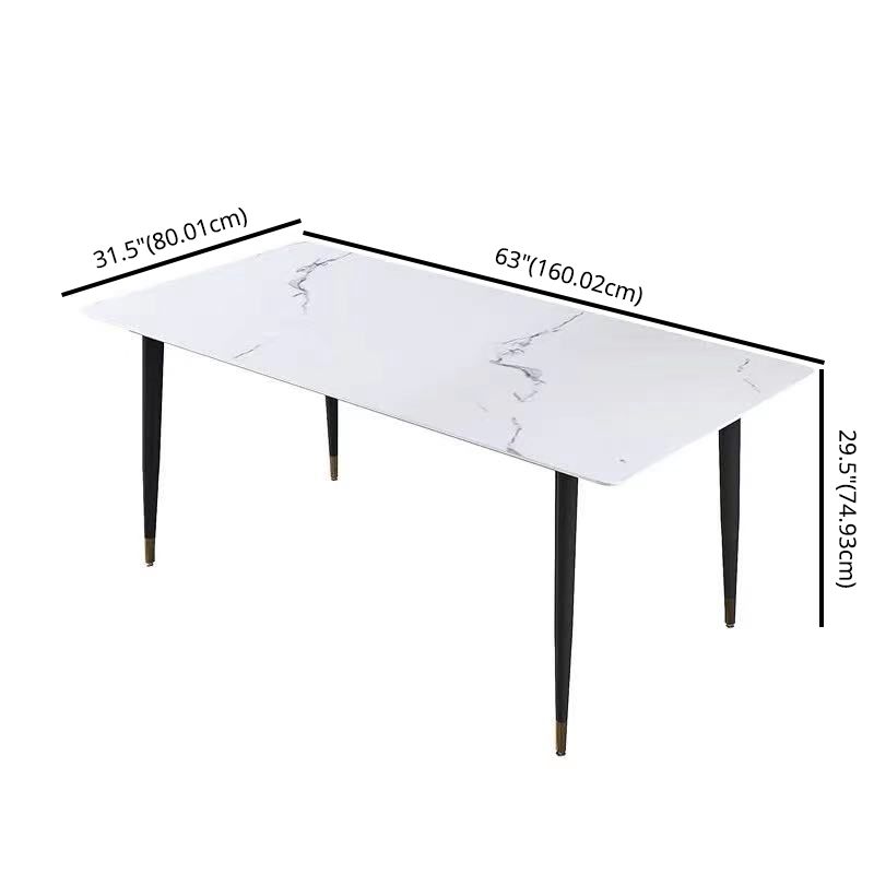 Fixed Sintered Stone Top Dining Furniture with 4 Legs Base Dining Table Sets for Home Clearhalo 'Dining Room Sets' 'Dining Tables & Seating' 'dining_room_set' 'Furniture' 'furniture_dining_room_set' 'Kitchen & Dining Furniture' 'kitchen&dining_furn' 'kitchen' 1200x1200_4aa9028f-a3b8-4cf5-b22c-ee888cded193