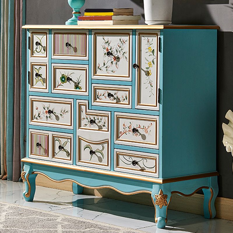 15,6-inch W dressoir traditionele massieve houten opbergkast met 9 laden