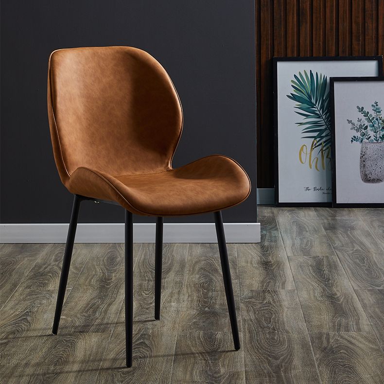 Home Scandinavian Side Chair Solid Back Metal Upholstered Dining Room Chair Clearhalo ' kitchen&dining_furn' 'Dining Chairs' 'Dining Tables & Seating' 'dining_chair' 'furn' 'furn_dining_chair' 'Furniture' 'furniture_dining_chair' 'Kitchen & Dining Furniture' 'kitchen' 1200x1200_4aaa728c-a7b2-4942-a417-94c3bff38666