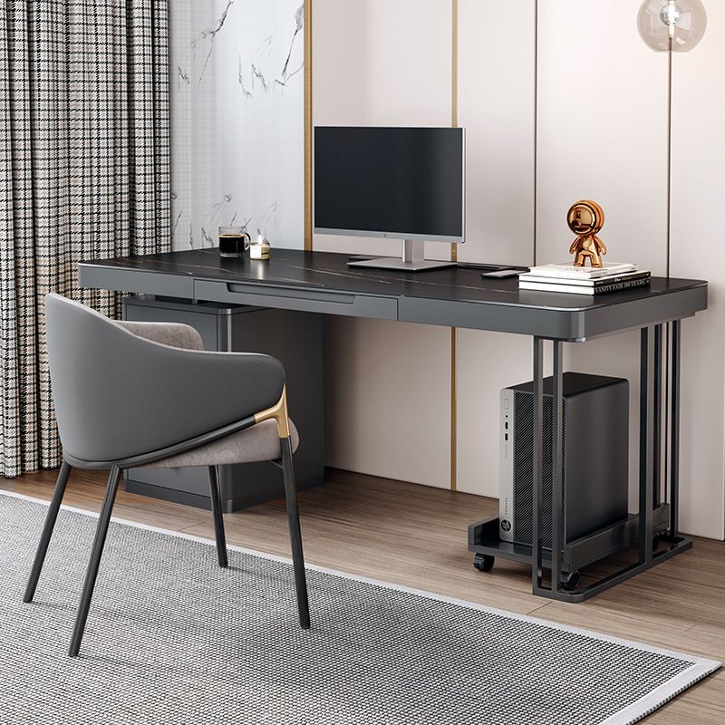 Stone Modern Style Writing Desk Rectangular Shape Office Table with 2-Legs for Office Clearhalo 'furn' 'furn_office_desk' 'Furniture' 'Office Desks' 'Office Furniture' 'office_desk' 1200x1200_4aaac922-64bd-4428-966b-0c4c1e0c6a5b