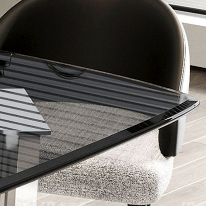 Contemporary Kitchen Dinner Table Rectangle  Glass Top Dining Table