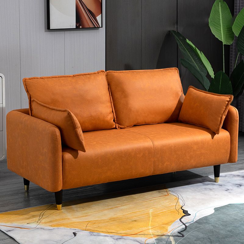 29.92" H Faux Leather Square Arm Modern Sofa with 2 Pillows for Living Room, Apartment Clearhalo 'furn' 'furn_sofas' 'Furniture' 'furniture_sofas' 'kitchen' 'kitchen_sofas' 'Living Room Furniture' 'Sofa' 'sofas' 1200x1200_4aac313e-a2a4-4c6b-9223-c76551d2641b