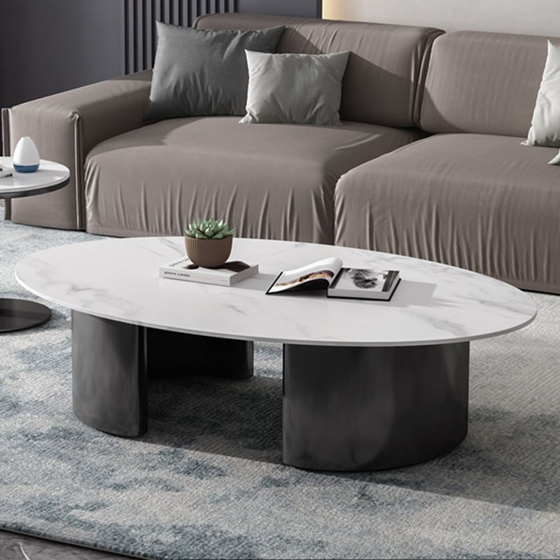 Glam Slate Coffee Cocktail Table Frame Oval Coffee Table for Home Clearhalo 'Coffee & Accent Tables' 'Coffee Tables' 'coffee_tables' 'furn' 'furn_coffee_tables' 'Furniture' 'Living Room Furniture' 1200x1200_4aac56d2-a5e8-4bf1-945e-b092d08ec59c
