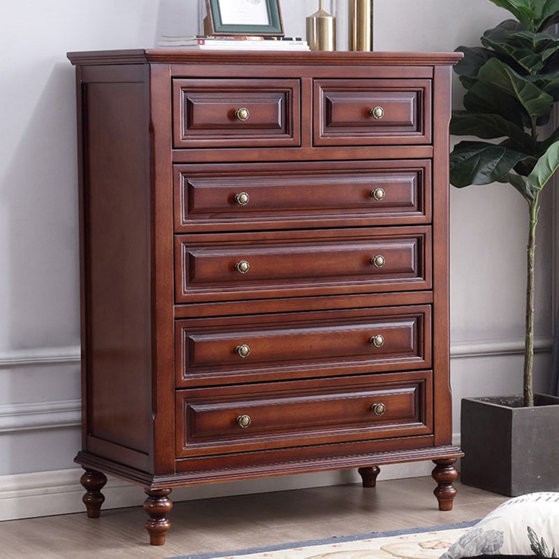 Media de acento marrón moderno acento de madera goma 4/5/6 - cofre de cajón