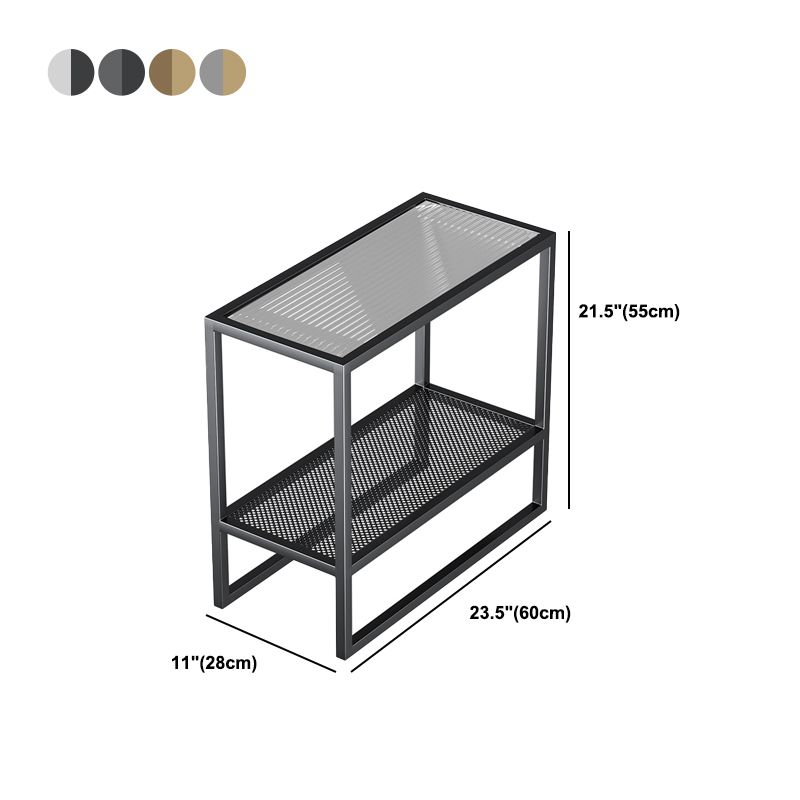 Rectangle Glass Top Side Table 21.65" Tall Metal Frame End Table with Shelf Clearhalo 'Coffee & Accent Tables' 'End & Side Tables' 'end_side_tables' 'furn' 'furn_end_side_tables' 'Furniture' 'Living Room Furniture' 1200x1200_4aad4683-fd82-401f-99fc-574e01938eb1