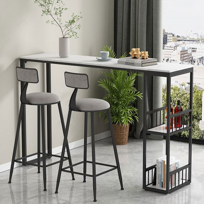 Modern Rectangle Bar Dining Table Indoor Bar Table with Shelves in Black Clearhalo 'Bar Furniture' 'Bar Tables' 'bar_tables' 'furn' 'furn_bar_tables' 'Furniture' 'furniture_bar_tables' 'Kitchen & Dining Furniture' 'kitchen&dining_furn' 'kitchen' 1200x1200_4aad745e-3928-45b4-b482-159a17d585a6