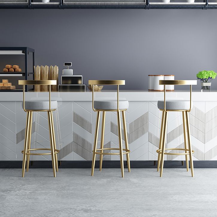 Glam Matte Finish Upholstered Bar Stools Coffee Shop Low Back Stool