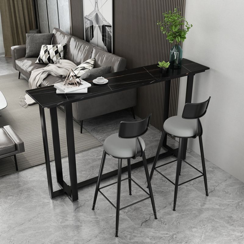 Industrial Sintered Stone Bar Table Black and Metal Base Bar Table Clearhalo 'Bar Furniture' 'Bar Tables' 'bar_tables' 'furn' 'furn_bar_tables' 'Furniture' 'Kitchen & Dining Furniture' 1200x1200_4aadf136-03cc-41ff-ae02-55ad062acf41