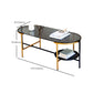 Modernism Elliptical Glass Top Coffee Cocktail Table with Shelf Clearhalo 'Coffee & Accent Tables' 'Coffee Tables' 'coffee_tables' 'furn' 'furn_coffee_tables' 'Furniture' 'Living Room Furniture' 1200x1200_4aaeae71-71b6-4775-8d64-77f931408b2d