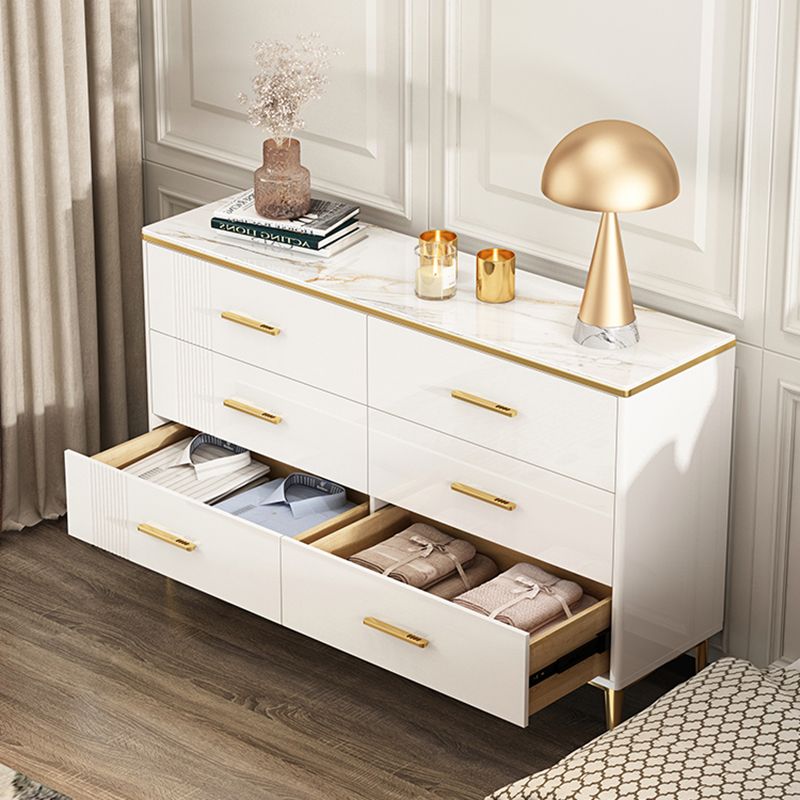 Glam Stone Coffre de rangement pour chambre à coucher, 30 cm de large, blanc avec tiroirs