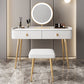 Vanity bianco con tavolo da trucco e sgabelli, cassetti 1/2 cassetti - 31,89 "H
