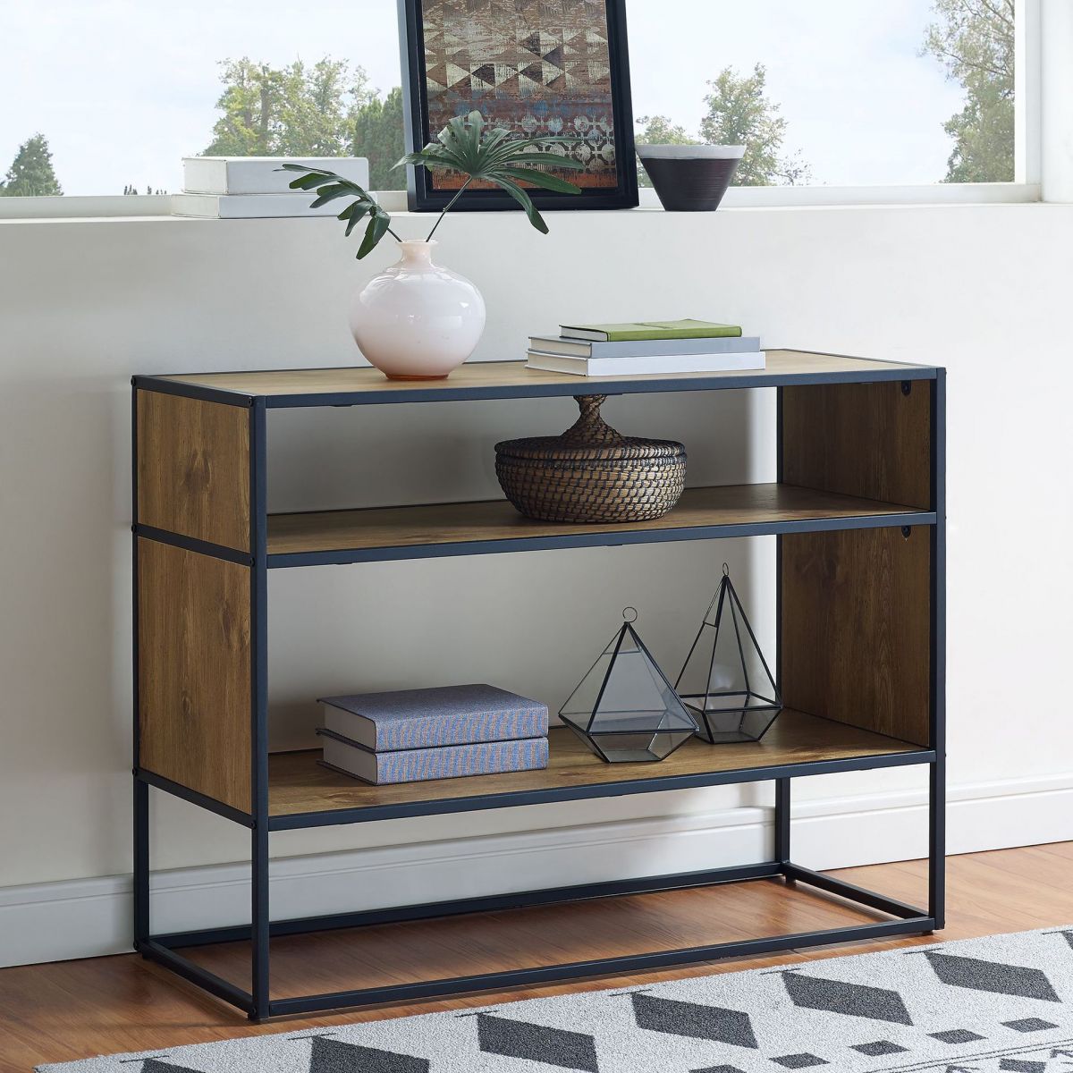 Mid-Century Modern Console Accent Table Antique Finish Sofa Console Table in Wood Clearhalo 'Console Tables' 'console_tables' 'Entry & Mudroom Furniture' 'furn' 'furn_console_tables' 'Furniture' 1200x1200_4ab1e2f5-c96d-4ddb-a073-c6ee9e1abacc