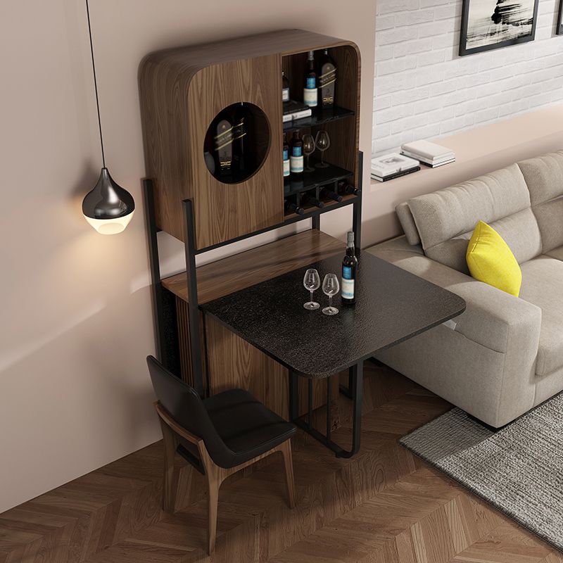Folding Rectangle Dining Table Wood Frame Dining Table with Storage Pedestal Clearhalo 'Dining Tables & Seating' 'Dining Tables' 'dining_table' 'furn' 'furn_dining_table' 'Furniture' 'Kitchen & Dining Furniture' 1200x1200_4ab23451-17ba-4582-996b-4a54d915e46e