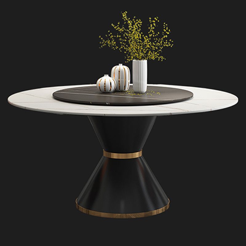 Contemporary Style Round Dining Table Steel Pedestal Base Table for Room Clearhalo 'Dining Tables & Seating' 'Dining Tables' 'dining_table' 'furn' 'furn_dining_table' 'Furniture' 'Kitchen & Dining Furniture' 1200x1200_4ab24722-beed-479b-8279-a4a5c4d6006c