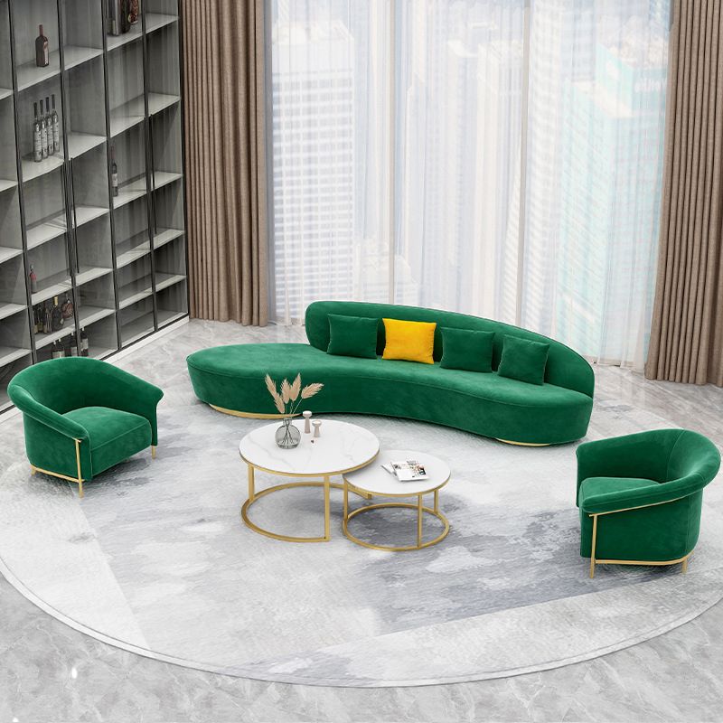 Velvet contemporain canapé incurvé Souins arrière serrés sans arme pour salon