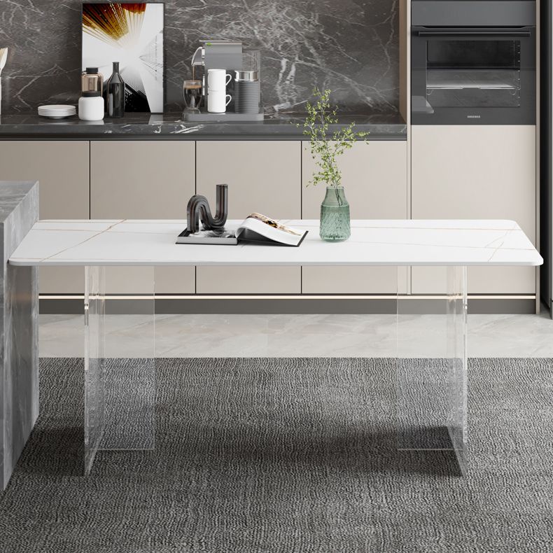 Modern Dining Table Rectangle Sintered Stone Table with Acrylic Base for Kitchen Clearhalo ' dining_table' 'Dining Tables & Seating' 'Dining Tables' 'furn' 'furn_dining_table' 'Furniture' 'furniture_dining_table' 'Kitchen & Dining Furniture' 'kitchen&dining_furn' 'kitchen' 'kitchen_dining_table' 1200x1200_4ab41ba9-8c31-4a90-bbd8-97b37c2e075e