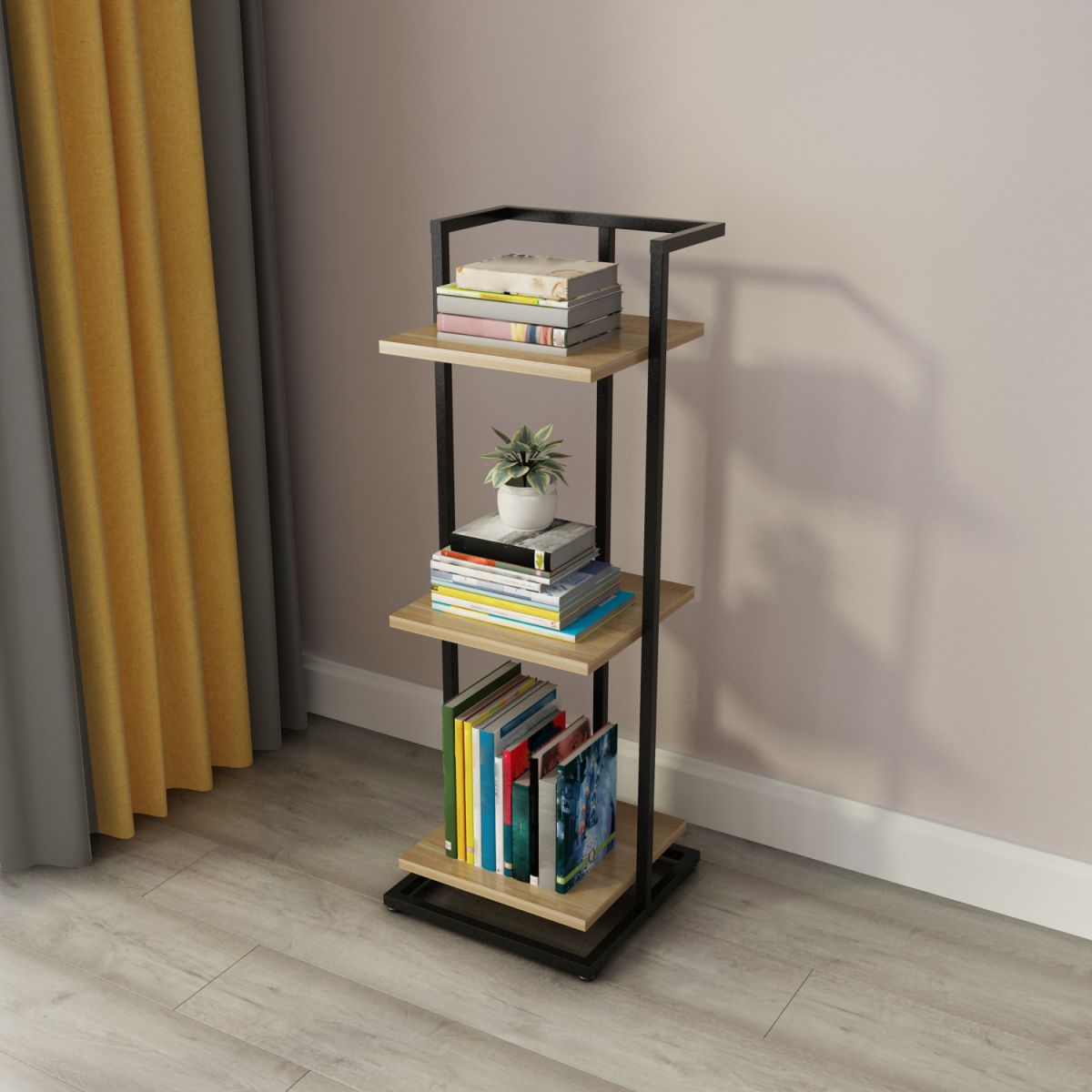 Open Back Modern Style Bookshelf Wood Bookcase for Home Office