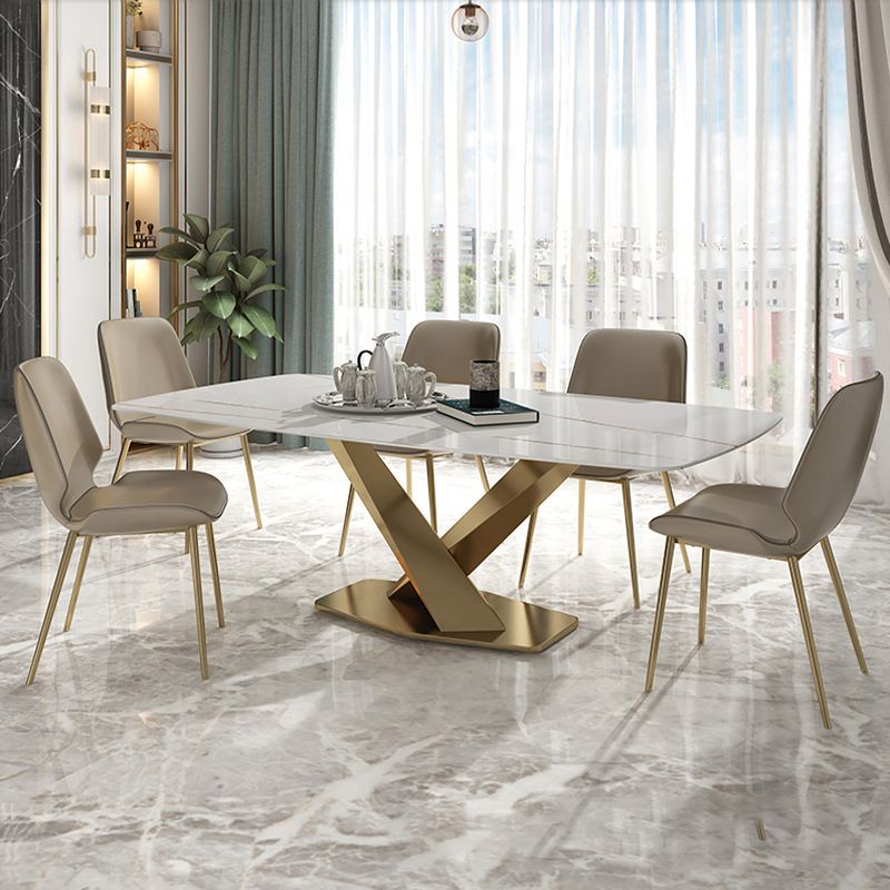Traditional Luxury Rectangle Dining Room Table White Sintered Stone Table with Pedestal Base Clearhalo ' dining_table' 'Dining Tables & Seating' 'Dining Tables' 'furn' 'furn_dining_table' 'Furniture' 'furniture_dining_table' 'Kitchen & Dining Furniture' 'kitchen&dining_furn' 'kitchen' 'kitchen_dining_table' 1200x1200_4ab76db7-ec45-45d6-be15-e252620beb3b