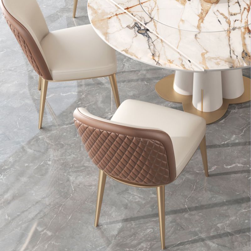 Kitchen Upholstered Armless Dining Chairs Parsons Chair in Gold Legs