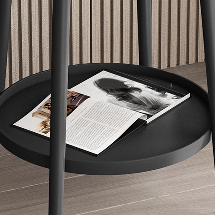 4 Legs Round Side Table Modern  Slate Sofa Corner Table with Storage