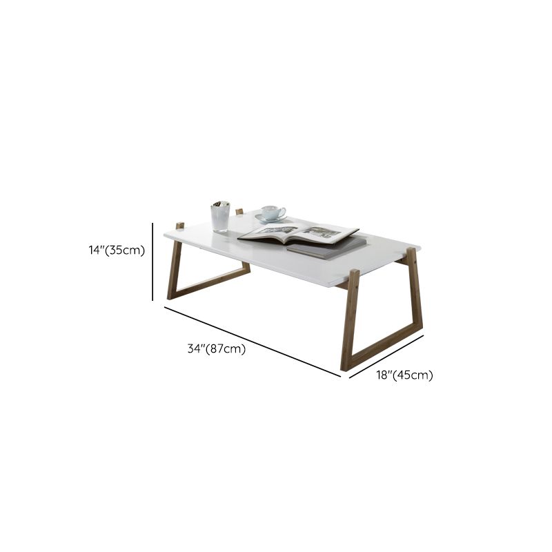 Mesa de centro rectangular contemporánea con tapa, mesa de cóctel con trineo de madera