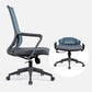 Chaise d'ordinateur moderne à bras fixes avec roulettes, chaise de bureau à dossier moyen
