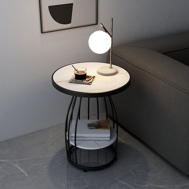 Modern Round Side End Table Frame End Table with Storage and Shelf Clearhalo 'Coffee & Accent Tables' 'End & Side Tables' 'end_side_tables' 'furn' 'furn_end_side_tables' 'Furniture' 'Living Room Furniture' 1200x1200_4abc6c4f-43d7-4a43-9339-72a2eb52e2aa