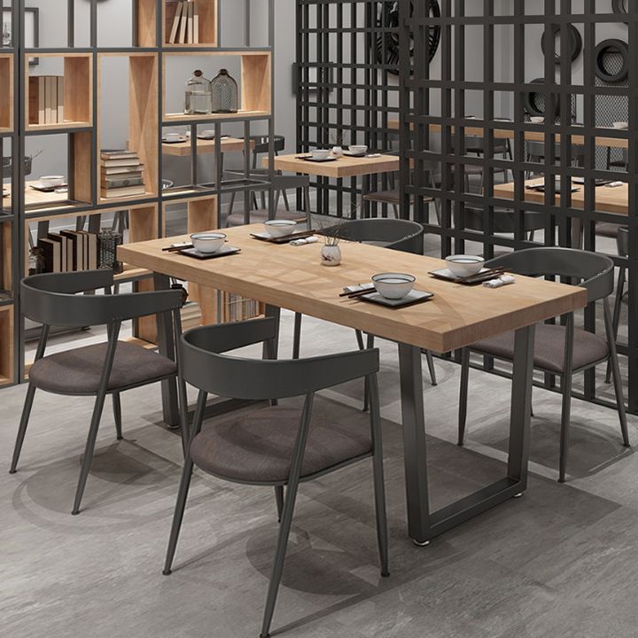 Industrial Style Solid Wood Dining Table Brown Rectangle Table with Sled Base for Dinning Room Clearhalo ' dining_table' 'Dining Tables & Seating' 'Dining Tables' 'furn' 'furn_dining_table' 'Furniture' 'furniture_dining_table' 'Kitchen & Dining Furniture' 'kitchen&dining_furn' 'kitchen' 'kitchen_dining_table' 1200x1200_4abce316-16f9-4f58-bce6-af177e650f65