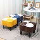 Leather Ottoman Clover Shape Color Panel Tufted Water Resistant Nailhead Trim Ottoman