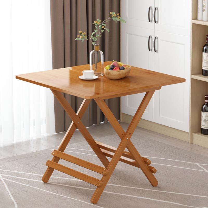 Contemporary Natural Folding Table Bamboo Home Dining Table with Pedestal Base