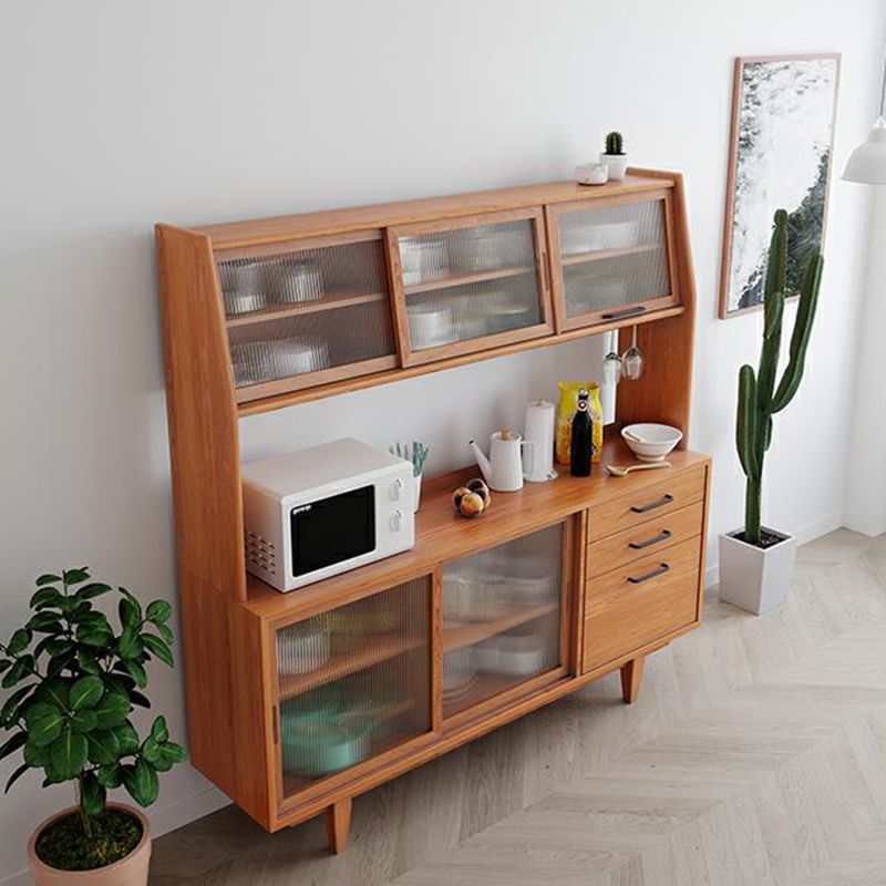 Porte di vetro contemporanea pranzo Hutch Pine Hutch a buffet