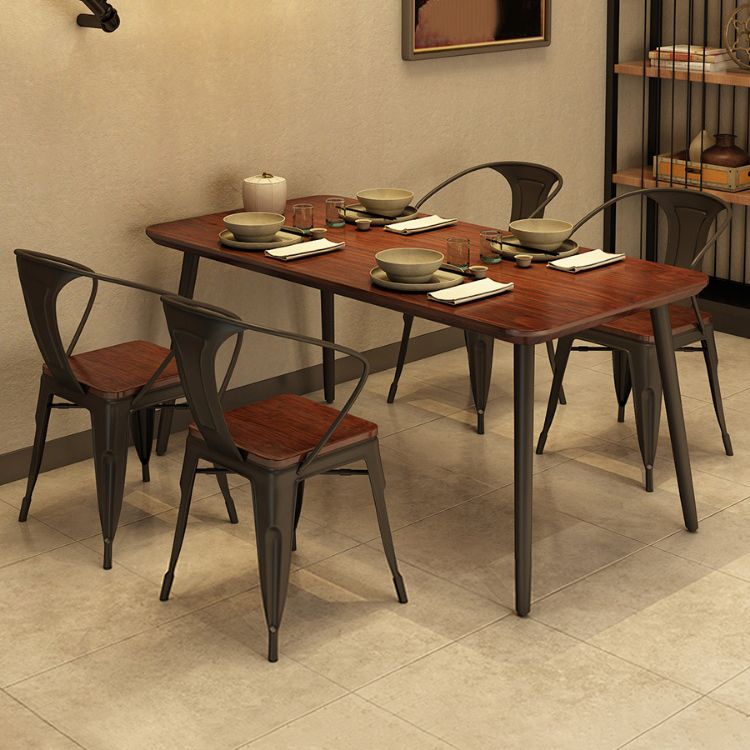 Solid Wood Industrial Dining Table Brown Rectangle Table with Black Frame for Dinning Room Clearhalo ' dining_table' 'Dining Tables & Seating' 'Dining Tables' 'furn' 'furn_dining_table' 'Furniture' 'furniture_dining_table' 'Kitchen & Dining Furniture' 'kitchen&dining_furn' 'kitchen' 'kitchen_dining_table' 1200x1200_4abf7e12-c96f-4bd5-9a2a-73130d8baf80
